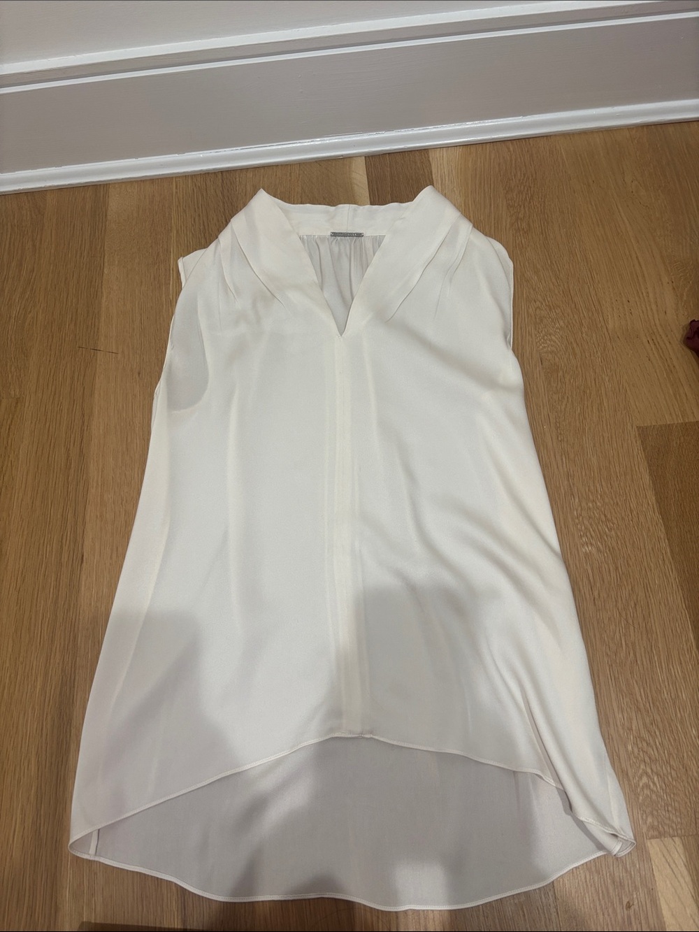 Sleeveless V-Neck White Blouse